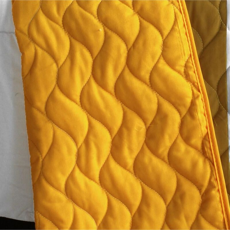 Quin Size 3 Piece Patchwork Striped Quilt Set with Quilted Stitch Design-yellow image number 4
