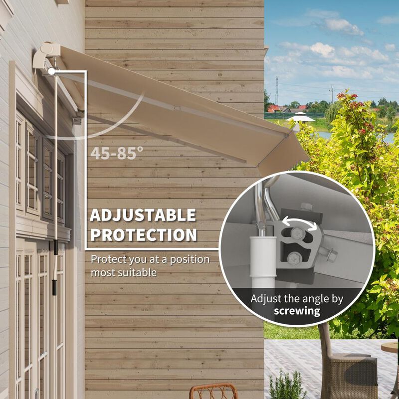 Hivvago Retractable Patio Awning with Manual Crank and Aluminum Frame image number 6