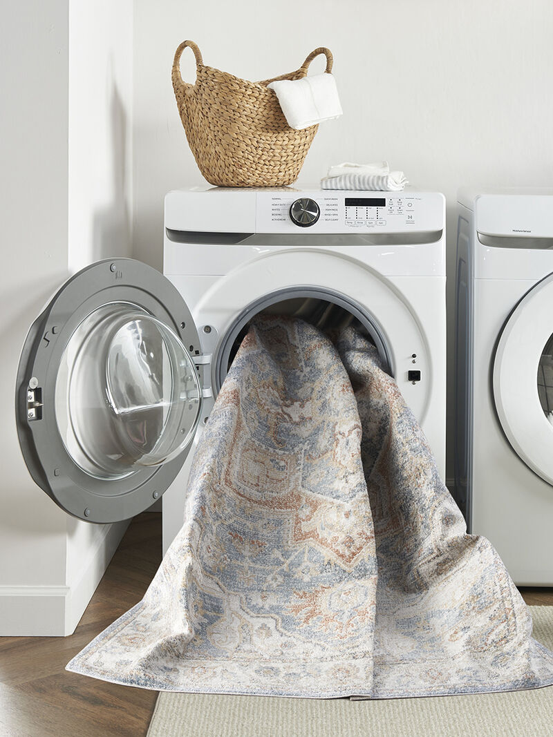 Astra Machine Washable ASW12 Denim/Multicolor 2'2" x 8' Rug