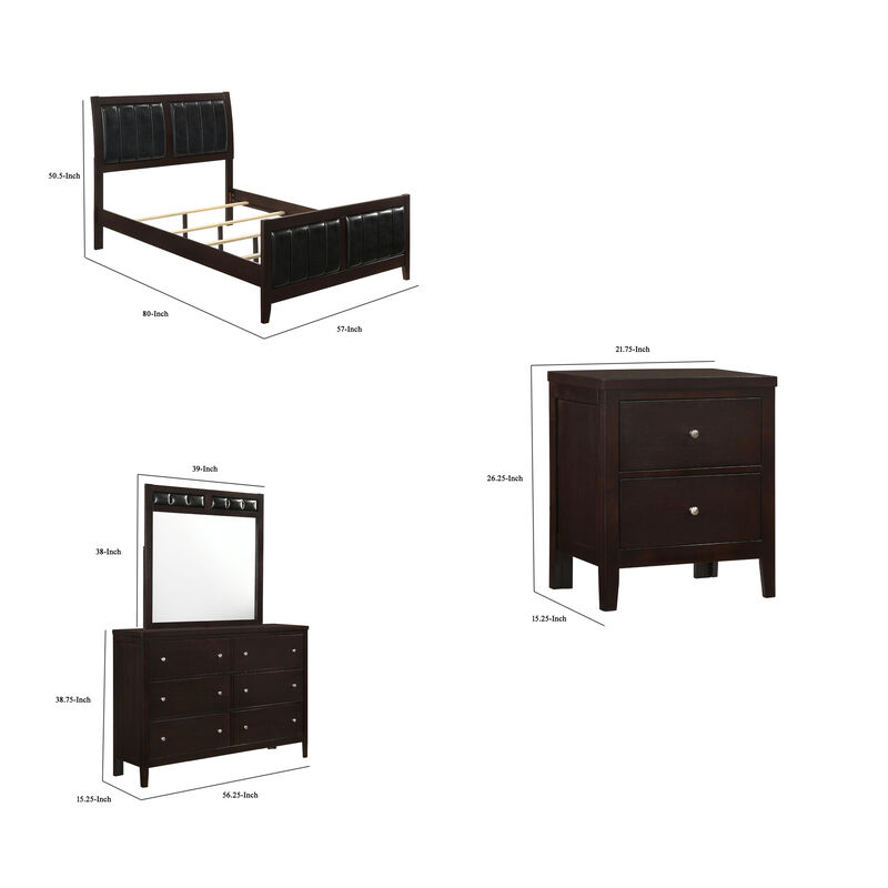 Vida 4pc Full Size Bedroom Set, Brown Faux Leather Upholstery, Dresser image number 5