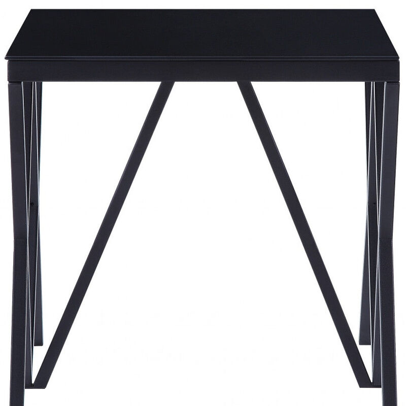 Homezia 21" Black Glass And Metal Square End Table