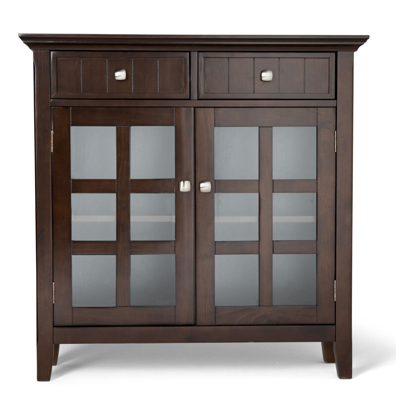 Acadian SOLID WOOD 36 inch Wide Transitional Entryway Hallway Storage Cabinet in Brunette Brown