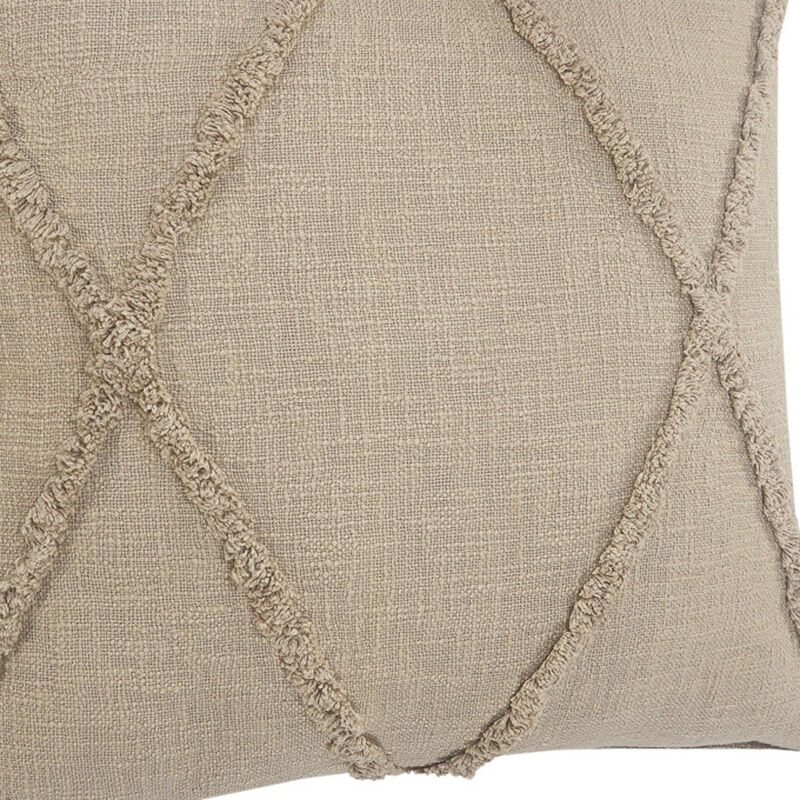 HomeRoots Set of Two Taupe and Brown Diamond Cotton Throw Pillow With Fringes image number 5