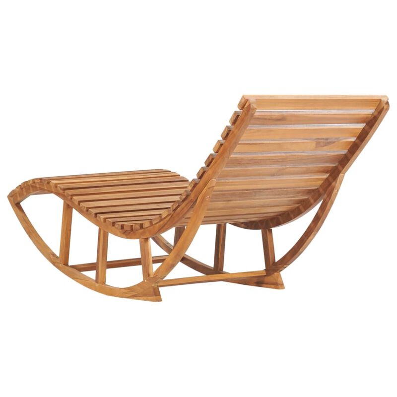 vidaXL Wooden Rocking Sun Lounger with Cushion - Durable Solid Teak Wood Outdoor Furniture for Garden, Patio, Balcony - Weather-Resistant, Comfortable Seating with Smooth Sanded Finish, Rockable D...