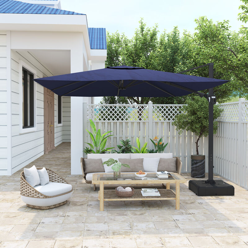 11ft Cantilever Patio Umbrella Square Umbrella Outdoor Patio Offset Patio Umbrella Large Outdoor Umbrella Pool Umbrella for Backyard Garden Deck Pool11ft Cantilever Patio Umbrella Square Umbrella Outdoor Patio Offset Patio Umbrella Large Outdoor Umbrella Pool Umbrella for Backyard（Without Base） image number 2