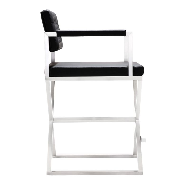 TOV Furniture Director Stainless Steel Counter Stool, Black image number 4