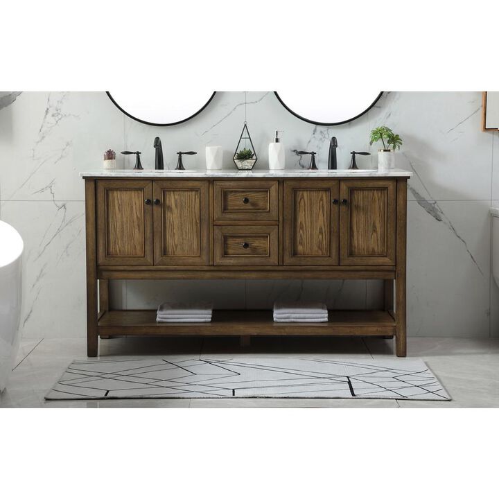 Elegant Kitchen and Bath 60 inch double bathroom vanity in driftwood