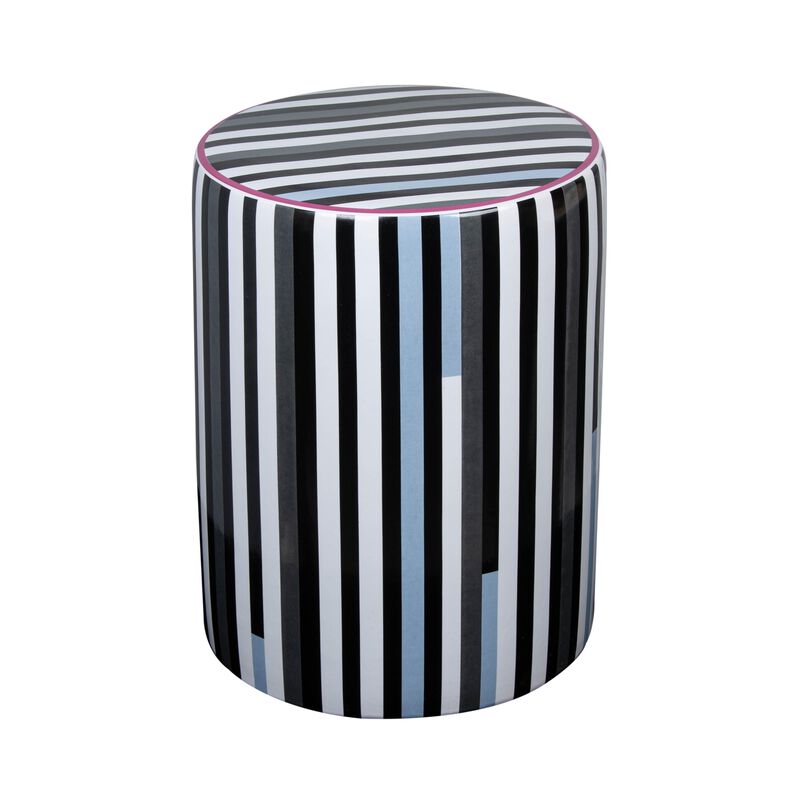 Taurus Ceramic Stool in Pink Strokes Print