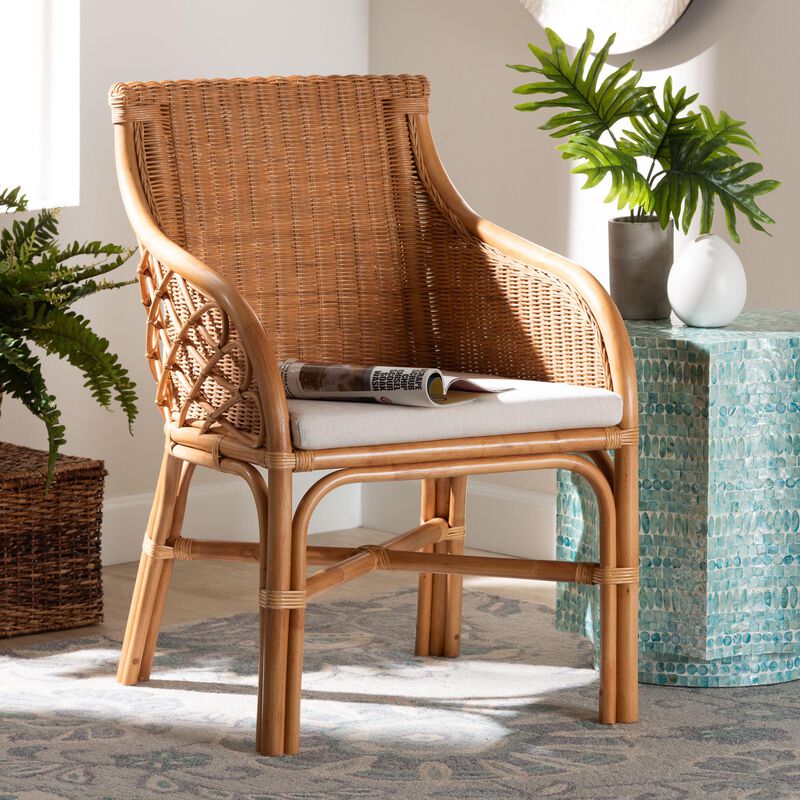 bali & pari Carolyn Bohemian Light Honey Rattan Dining Chair