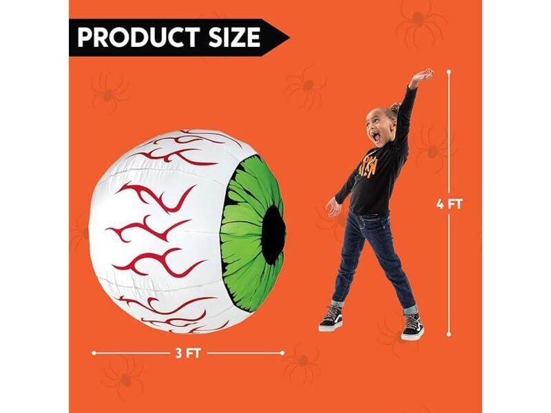 2-Pack 3FT Inflatable Green Eyes &ndash; Halloween Blow-Up Yard Decor with LED Lights for Indoor/Outdoor Party Display image number 1