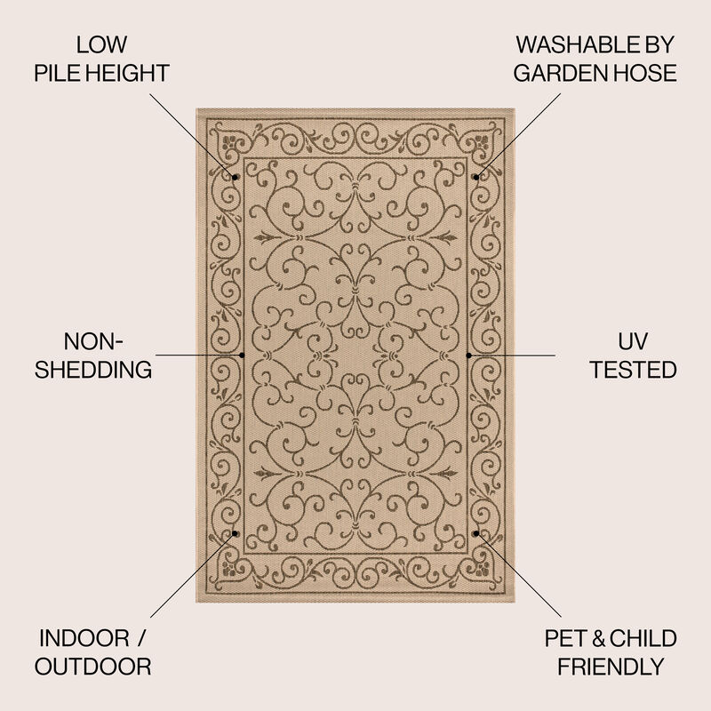 Charleston Vintage Filigree Textured Weave Indoor/Outdoor Area Rug