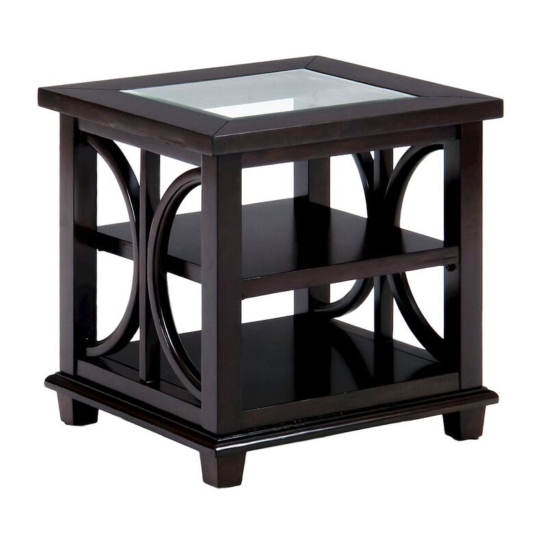Jofran Panama Brown Contemporary Wood and Glass End Table