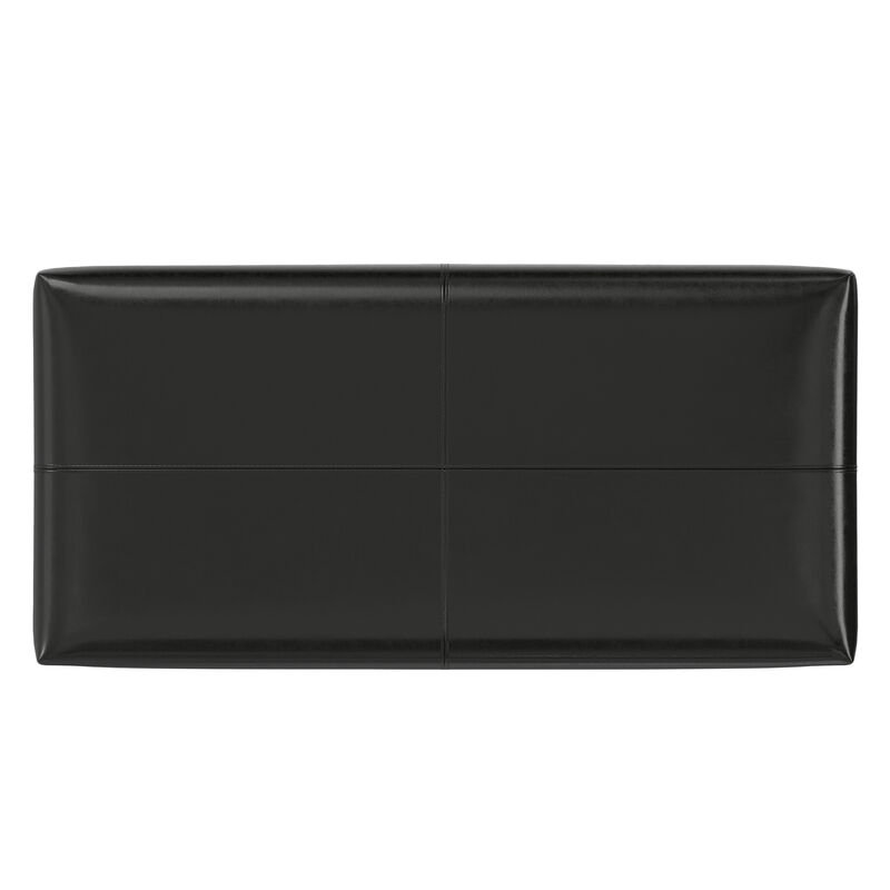 Gabbie 48 inch Wide Contemporary Rectangle Rectangular Storage Ottoman in Midnight Black PU Black faux leather, Assembled image number 5