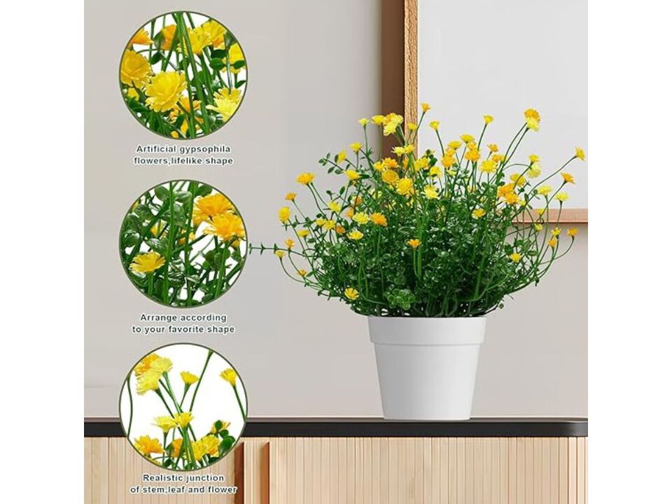 Yellow Artificial Baby Breath Flowers Home Decor Plants Bathroom