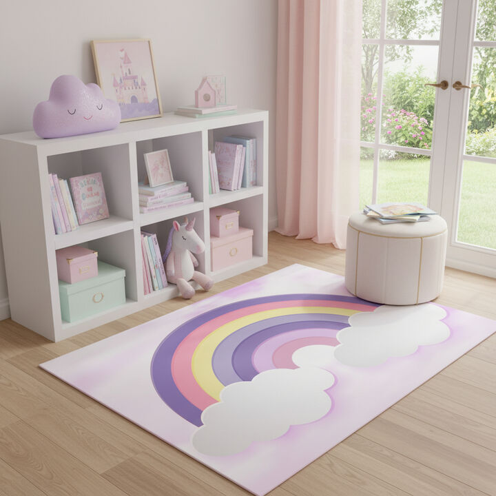 HomeRoots Rainbows Youthful Washable Area Rug