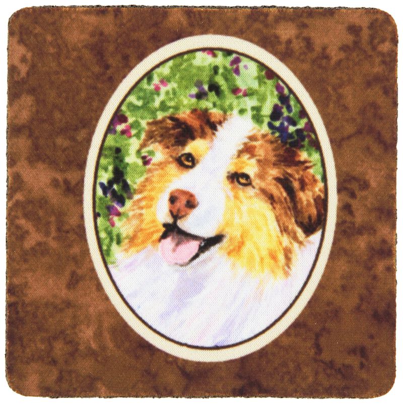 Caroline's Treasures SS8819FC Australian Shepherd Foam Coasters (Set of 4), 3.5 H x 3.5 W, Multicolor
