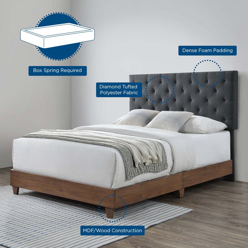 Modway - Rhiannon Diamond Tufted Upholstered Fabric Queen Bed image number 2