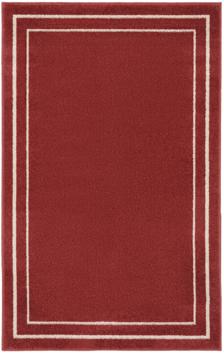 HomeRoots 3' X 5' Red And Ivory Indoor Outdoor Area Rug