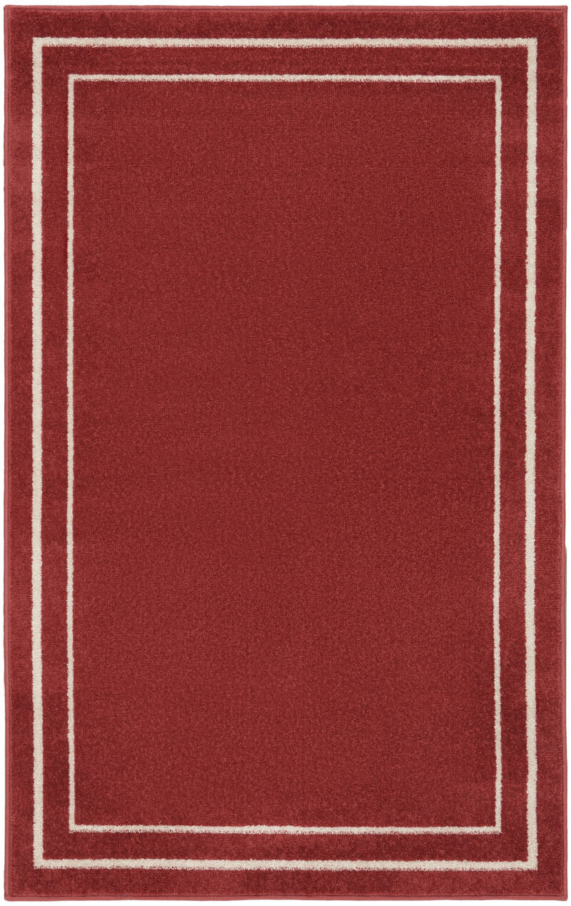 HomeRoots 3' X 5' Red And Ivory Indoor Outdoor Area Rug image number 0