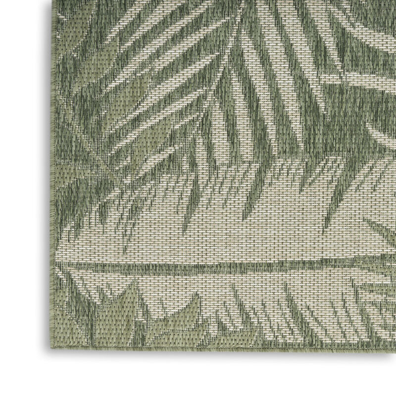 HomeRoots 6' X 9' Green And Ivory Palm Leaf Indoor Outdoor Area Rug image number 3