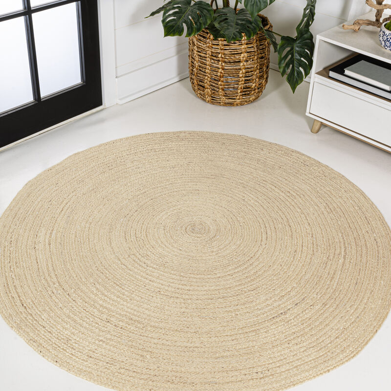 Zara Braided Coastal Cottage Round Jute Round Area Rug