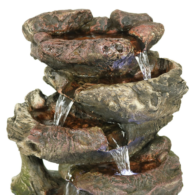 Sunnydaze Rock Falls 5-Step Indoor Water Fountain with LED Lights - 14 in image number 3