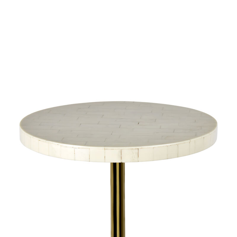 Evelyn Modern Glam Metal/Resin Mosaic Pedestal Drink Table