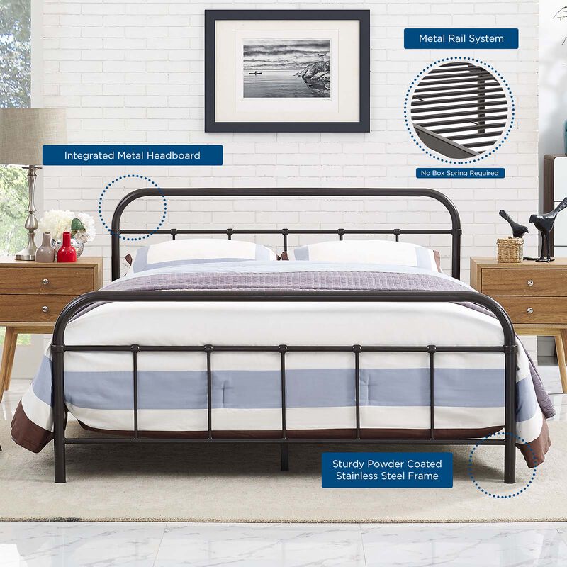 Modway Furniture  36.5 x 84.5 in. Maisie Queen Stainless Steel Bed Frame image number 6