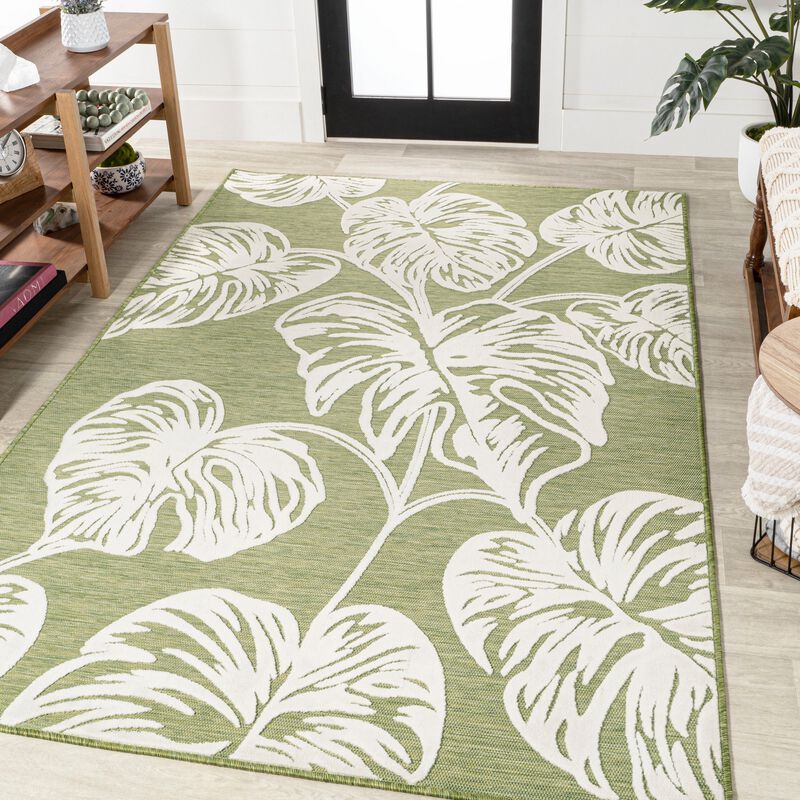 Tobago High-Low Two Tone Monstera Leaf Area Rug