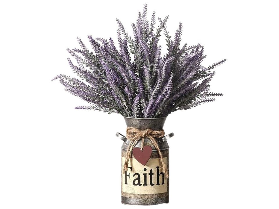 Lavender Artificial Flowers Vase Filler Plant Metal Kitchen