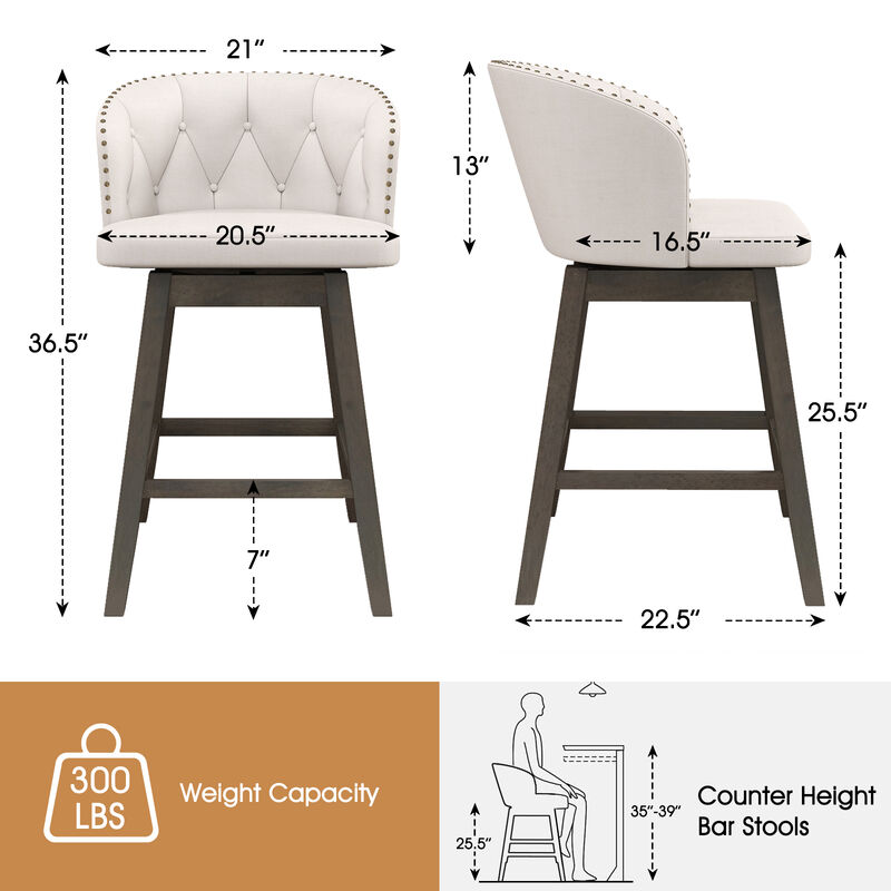 Counter Height Fabric Upholstered Bar Stools Set of 2