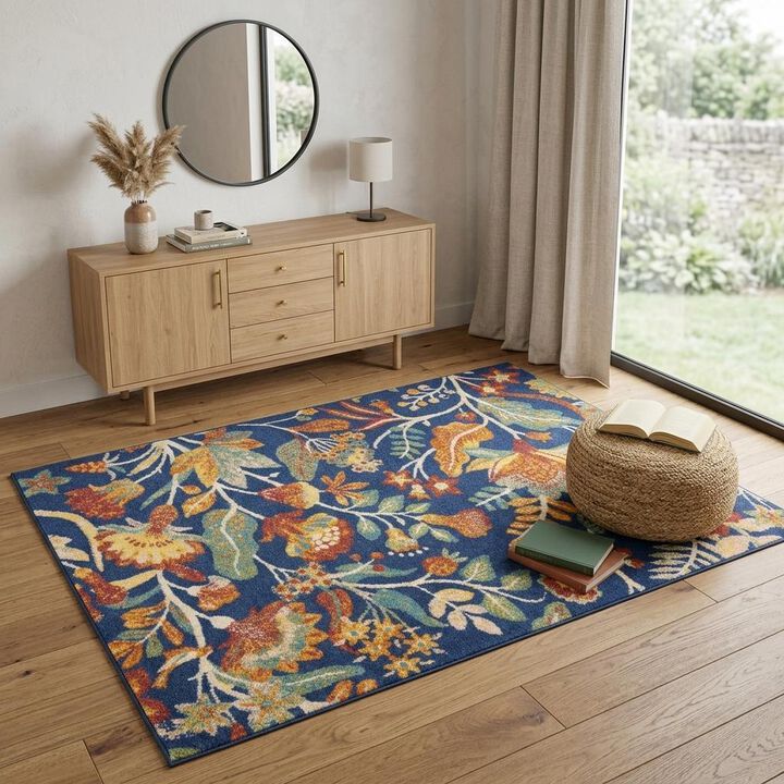 HomeRoots Floral Area Rug