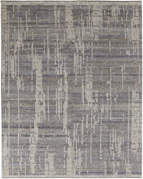 HomeRoots Wool Abstract Hand Knotted Worn Faded Area Rug