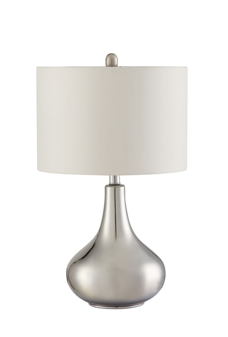 Sophisticated Teardrop Glass Table Lamp, White And Clear-Benzara