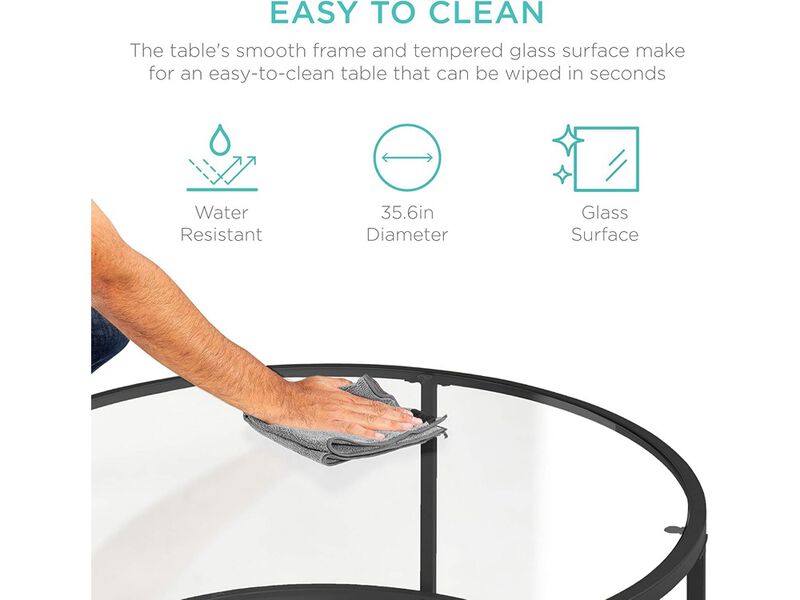 Best Choice Products Modern Round Tempered Glass Accent Side Coffee Table