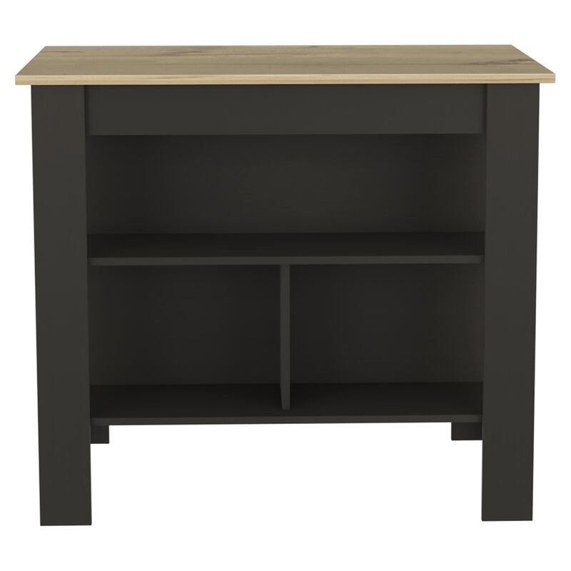 Streamdale Cala Kitchen Island, Four Legs, Three Shelves - Black Light Oak image number 0