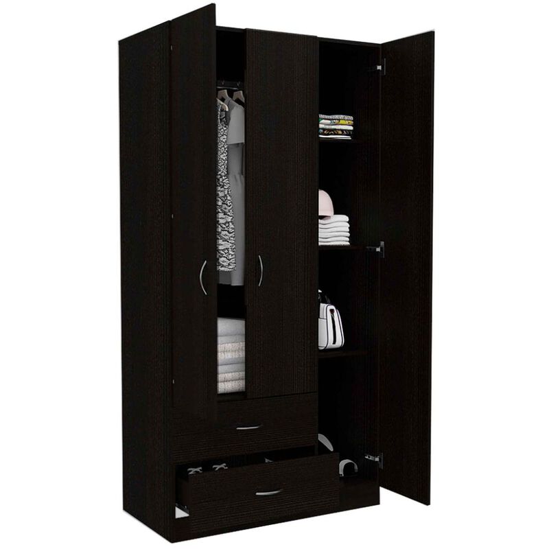 Three Door Armoire Clark, Bedroom, Black