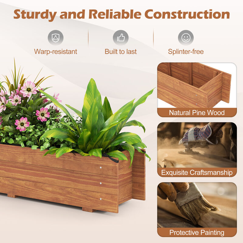 Rectangular Raised Garden Bed with Liner and Drainage Holes, Elevated Design-Orange image number 6