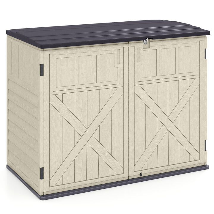20 Cu.Ft Horizontal Resin Storage Shed with Adjustable Shelf for Outdoor Organization