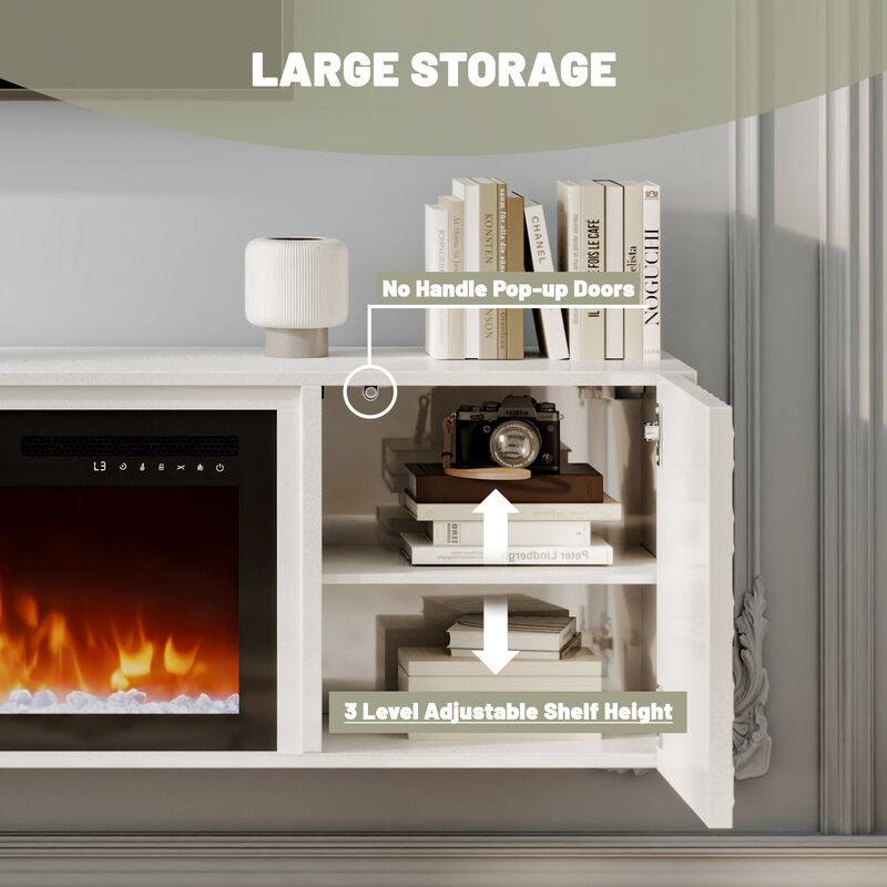 Wall Mounted TV Stand with 36" Electric Fireplace, Living Room Storage Table image number 7