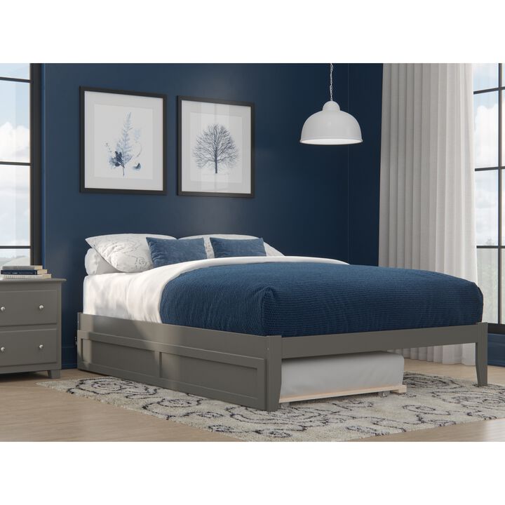Colorado Queen Bed with USB Turbo Charger and Twin Extra Long Trundle in Grey