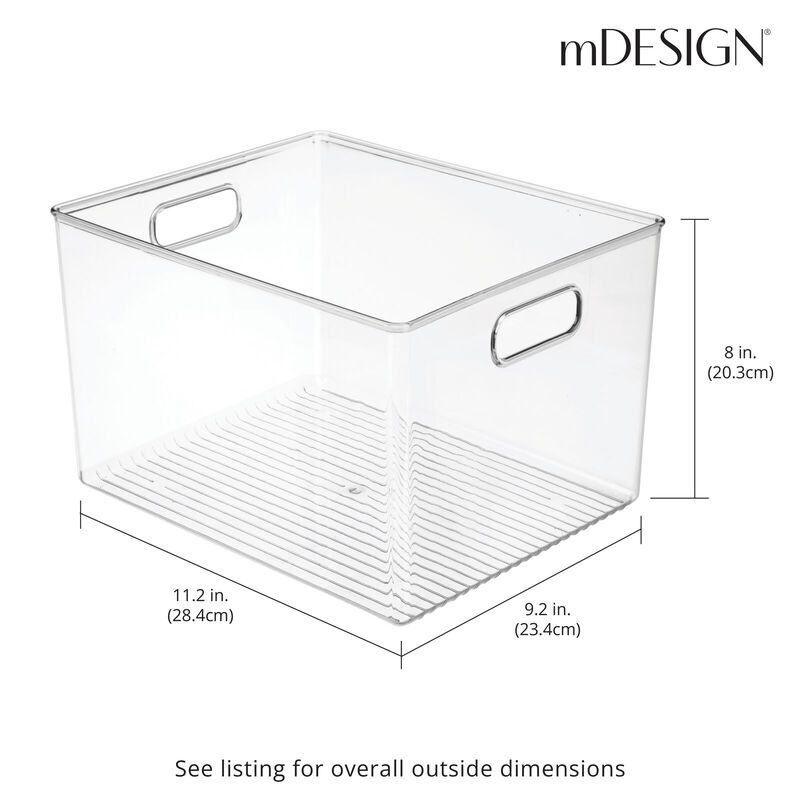 mDesign Large Plastic Household Storage Organizer Bin with Handles - Clear image number 5