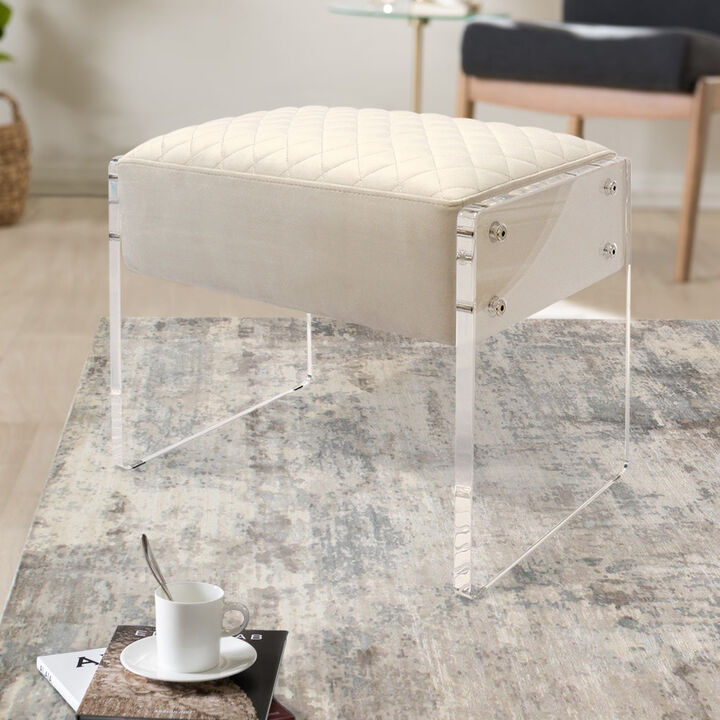 Pasargad Home Tribecca Acrylic & Velvet Stool