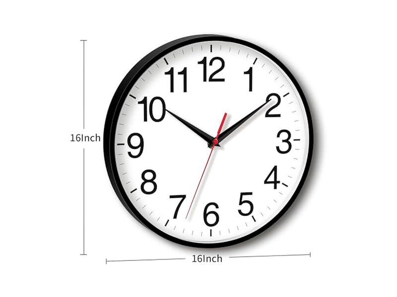 Black Wall Clock 16 Inch Silent Non Ticking Modern Battery Operated image number 2