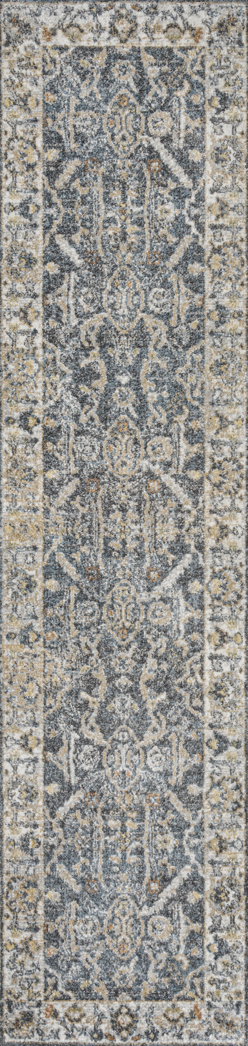 Brandy Rustic Border Low-Pile Machine-Washable Dark Gray/Cream