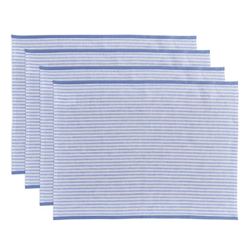Solino Home Carmine 100% Linen Placemats &ndash; Set of 4, 14 x 19 in, Machine Washable, Holiday and Everyday Dining