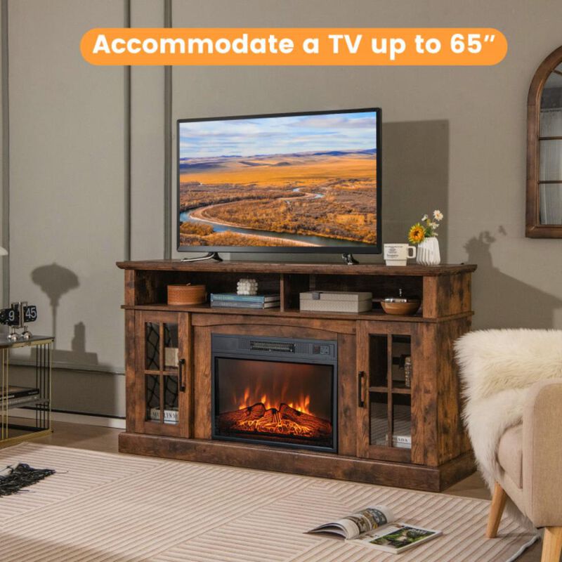 Hivvago Fireplace TV Stand for TVs Up to 65 Inch with Side Cabinets and Remote Control
