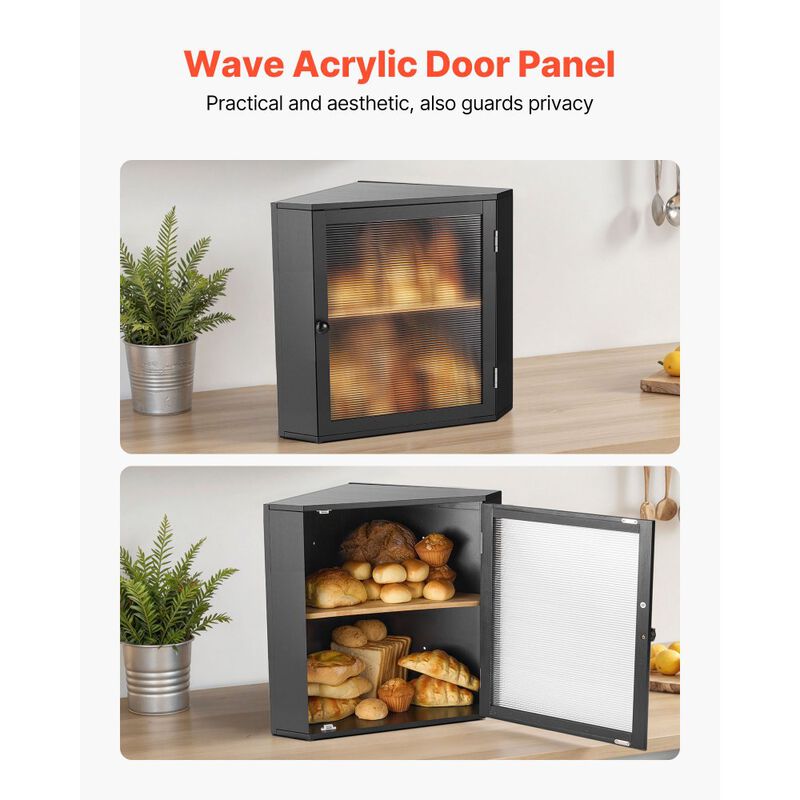 Corner Bread Box, Double Layer Wicker Bread Storage Container for Kitchen Counter image number 4