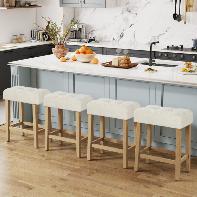 2-Piece Modern Counter Height Bar Stools with Durable Rubber Wood Legs image number 4