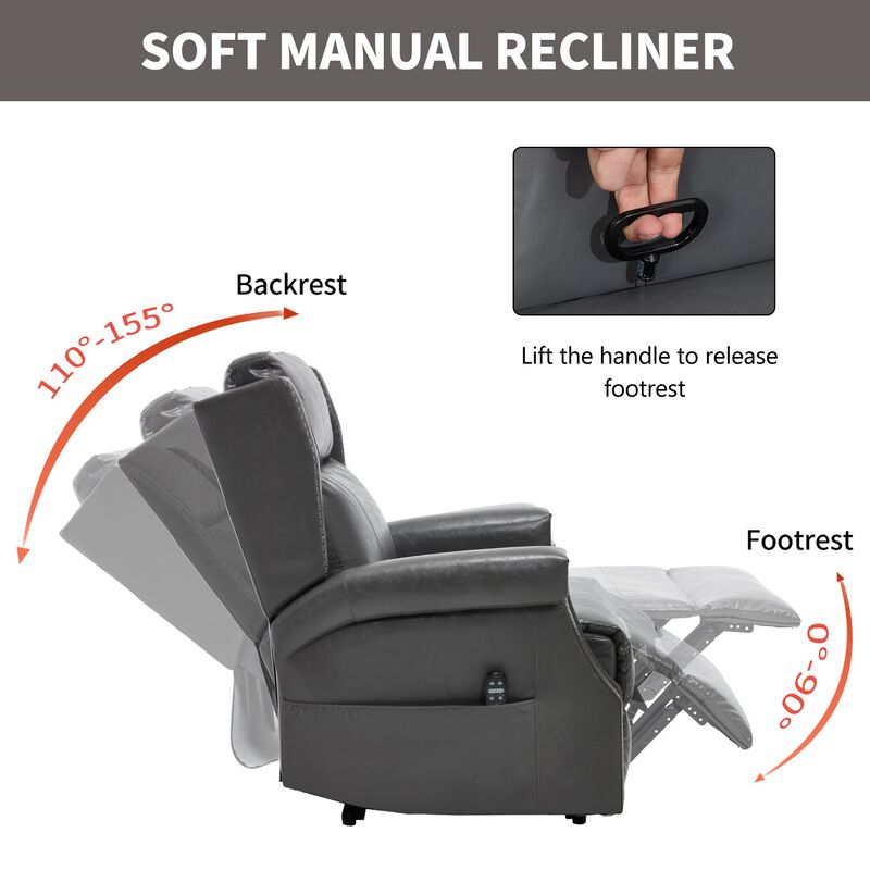 Manual Recliner Chair in Faux Leather for Living Room with Heavy Duty Motion Mechanism, 8 vibrating nodes and 3 massage modes image number 4